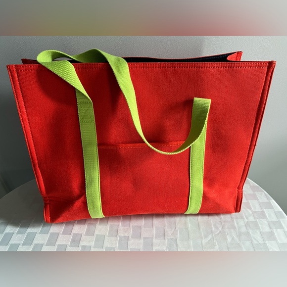 Spartina Carry All Tote Life is Better at the Beach. Orange and lime green - Picture 4 of 9